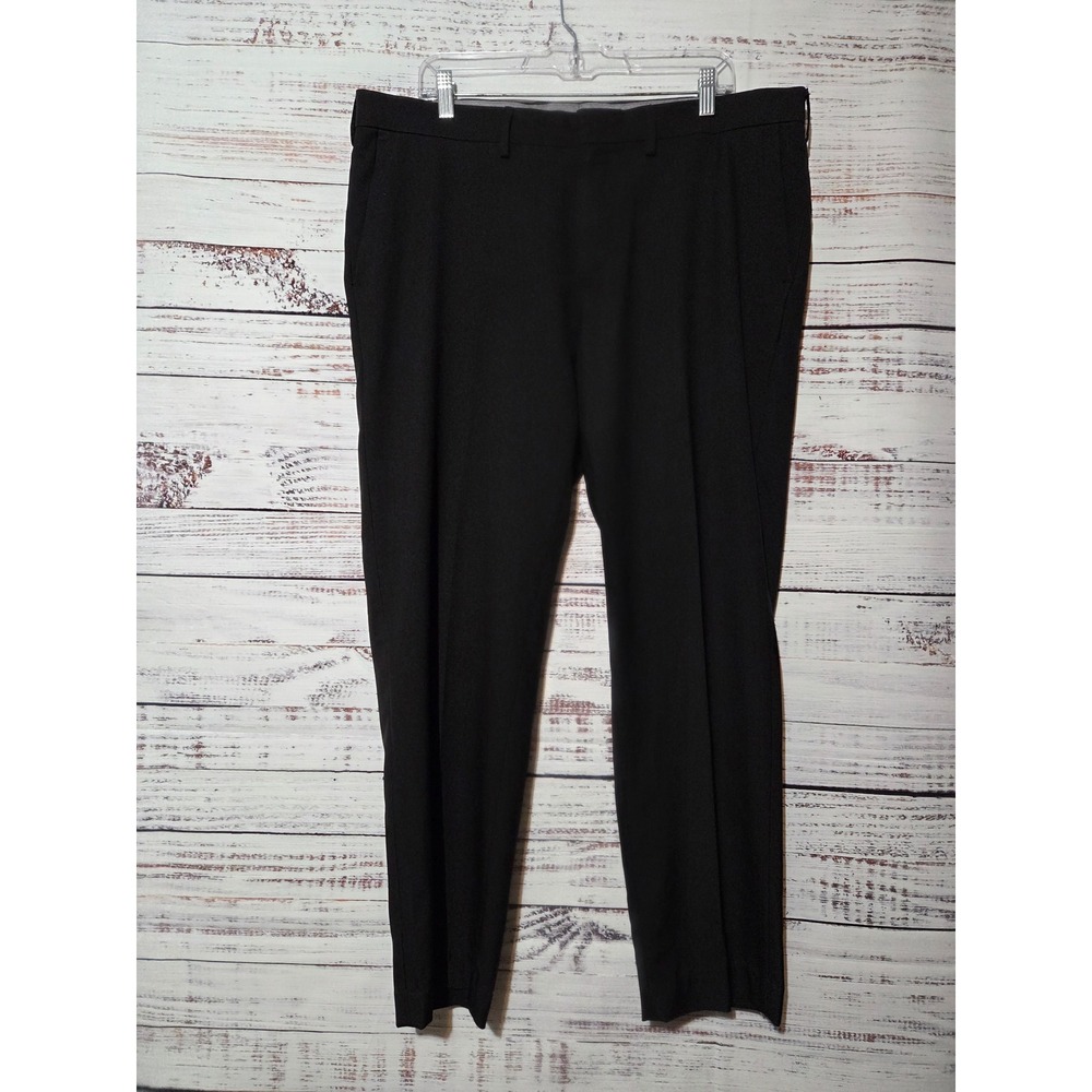 Haggar Mens Premium Stretch Slim Fit Dress Pants Black 38x30 Trousers
